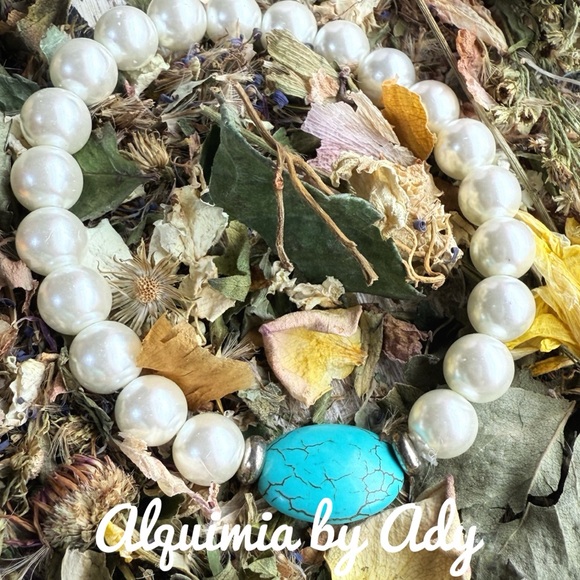 Pearls and turquoise beaded bracelet - Picture 2 of 2